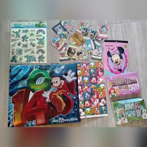 Disney Parks Photo Scrapbook Album + Magic Kingdom Sorcerers Cards + Stickers